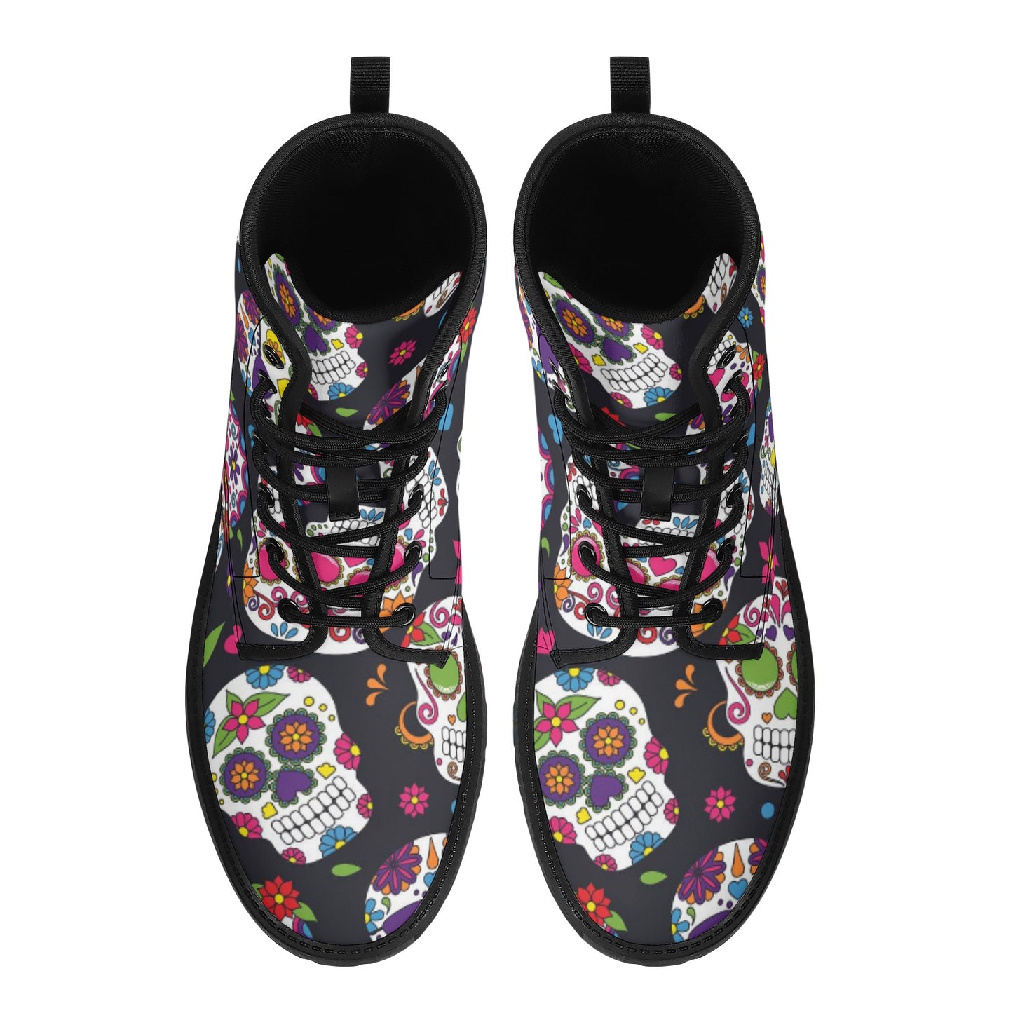 Dia de los muertos sugar skull pattern Women's Leather Boots