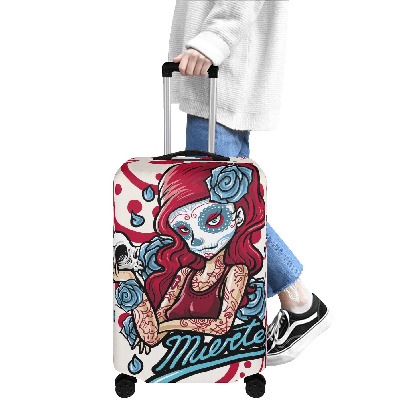 Sugar skull girl Polyester Luggage Cover