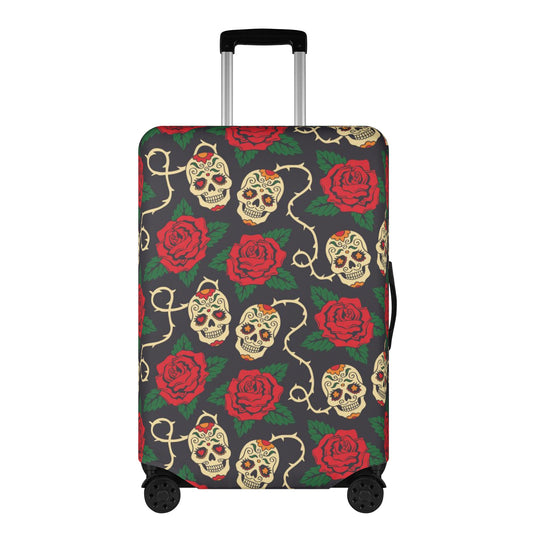 Floral sugar skull candy skull Polyester Luggage Cover