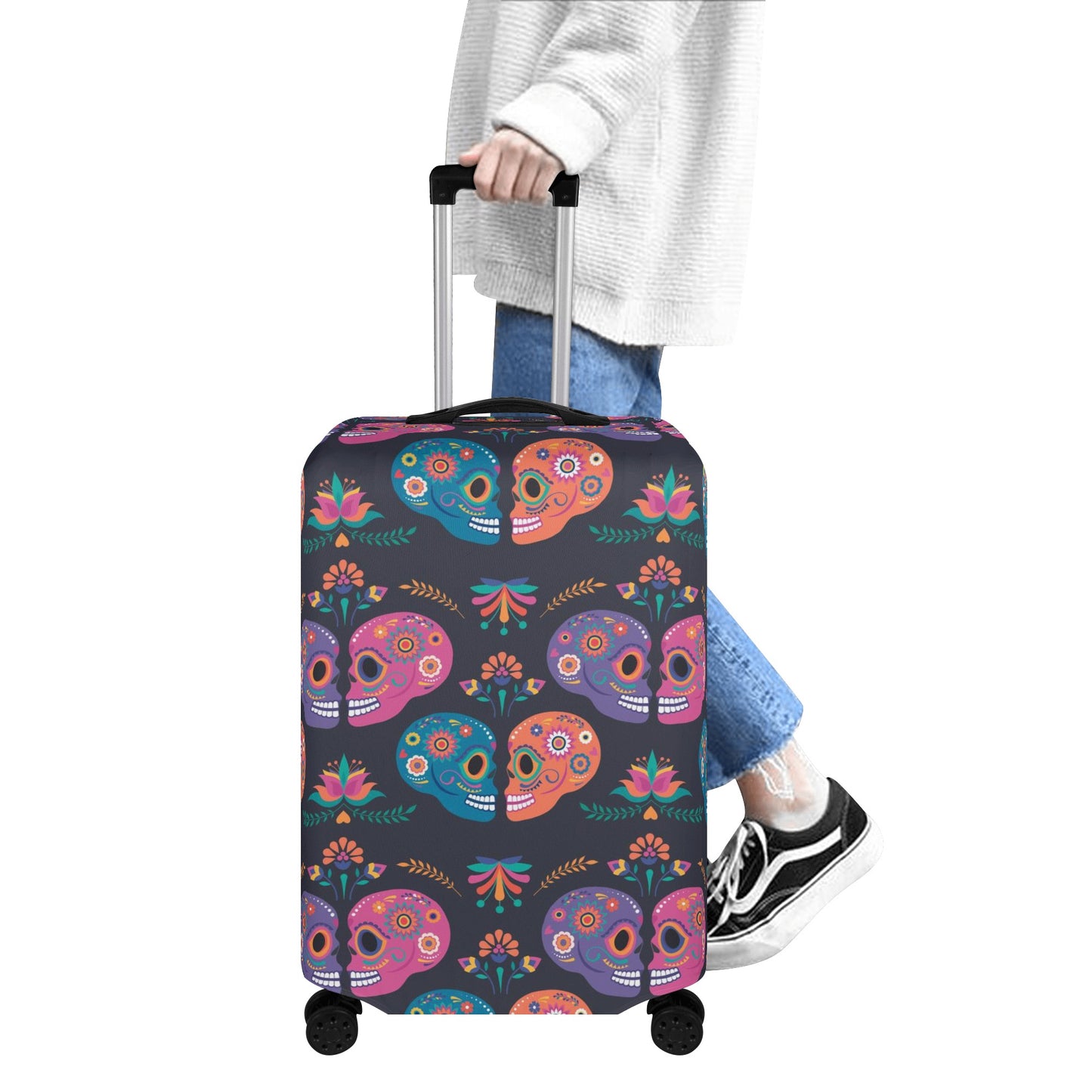 Dia de los muertos candy skulls Day of the dead candy skull calaveras Polyester Luggage Cover