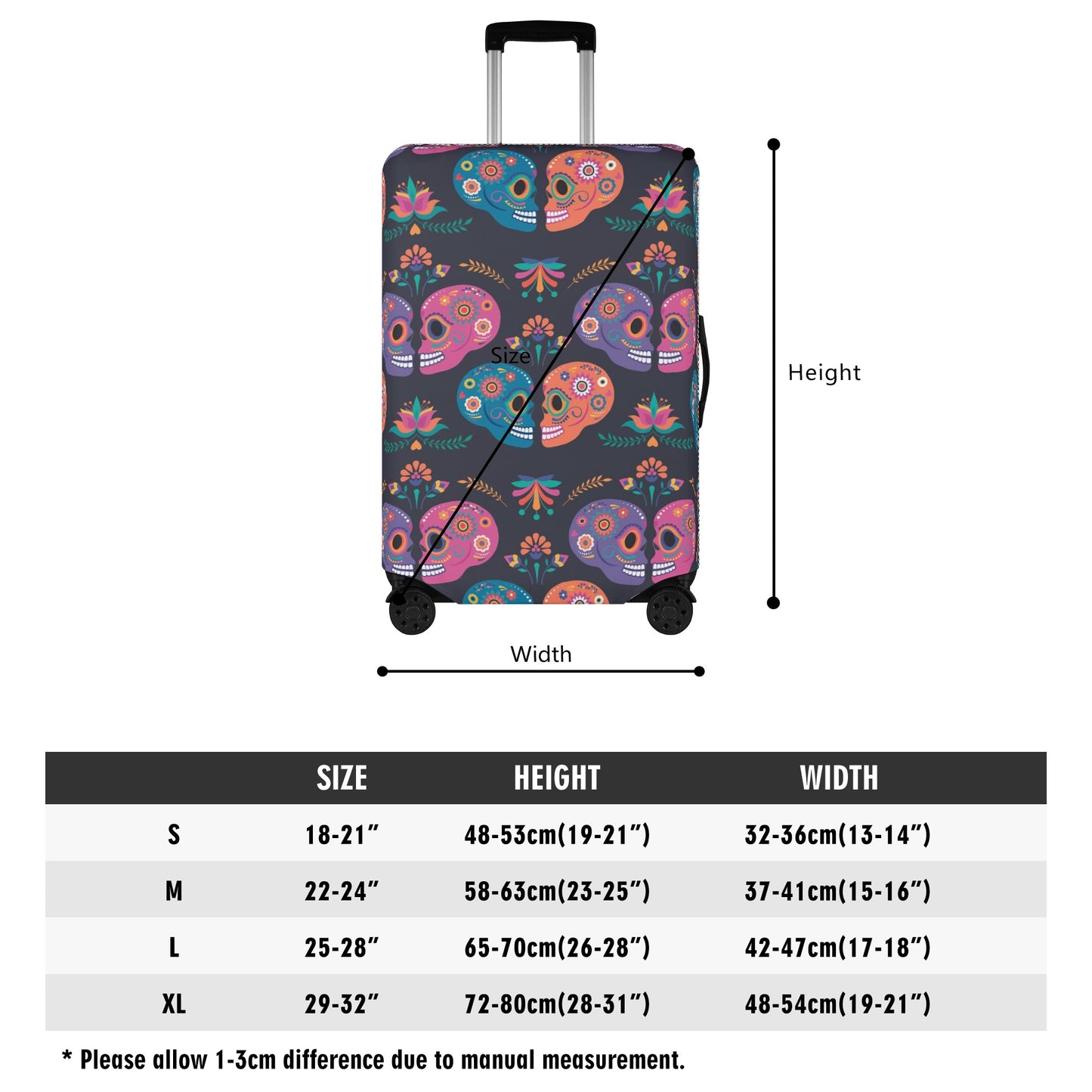 Dia de los muertos candy skulls Day of the dead candy skull calaveras Polyester Luggage Cover