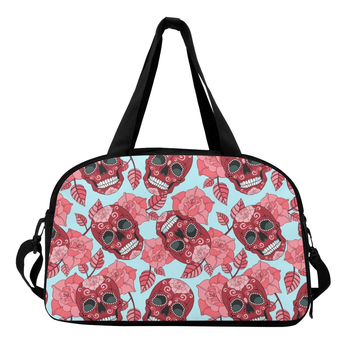 Rose floral sugar skull travel bag Travel Luggage Bag