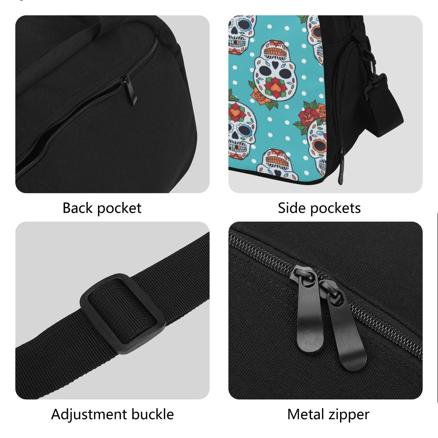 Floral sugar skull travel bag Travel Luggage Bag