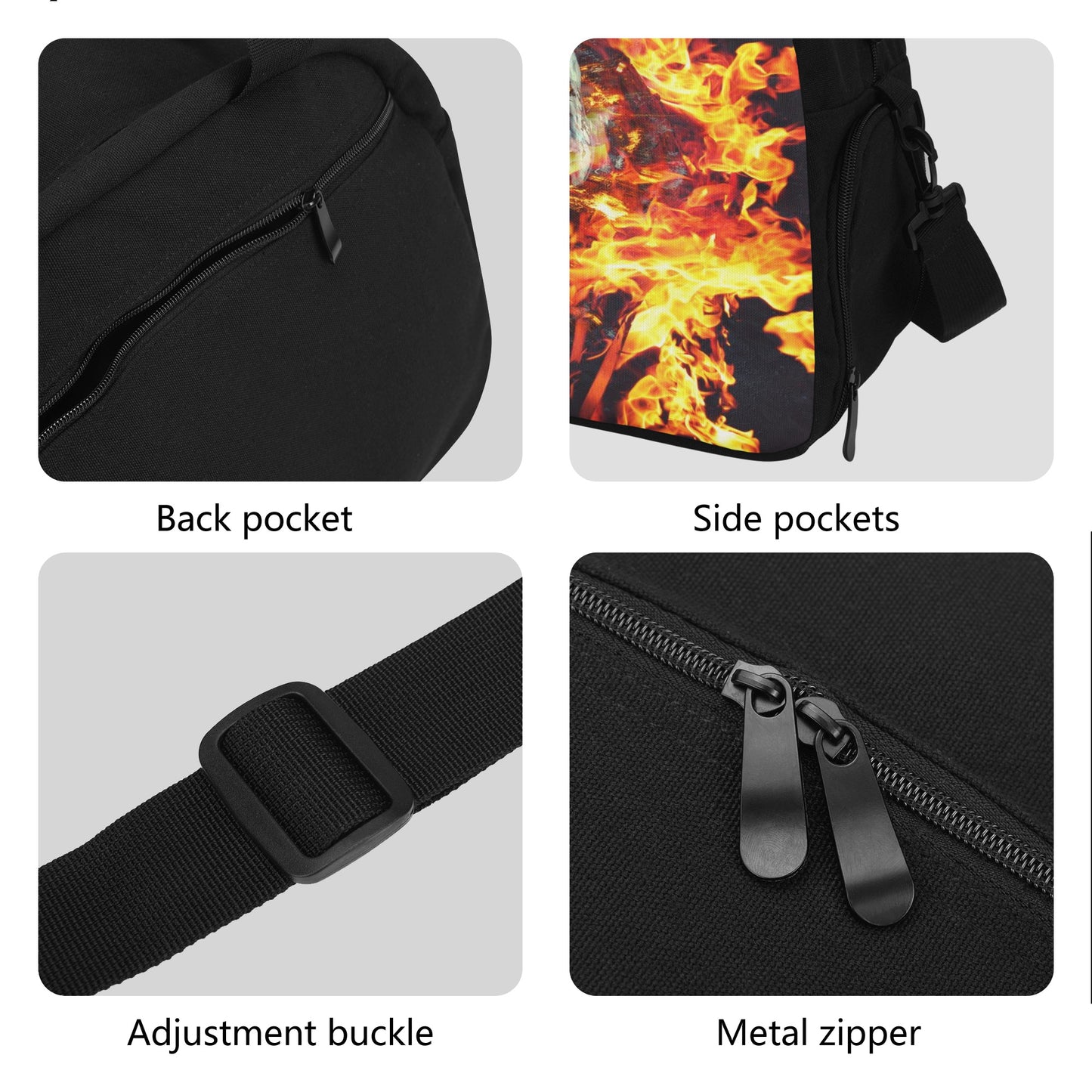 Flaming skull gothic Halloween travel bag Travel Luggage Bag