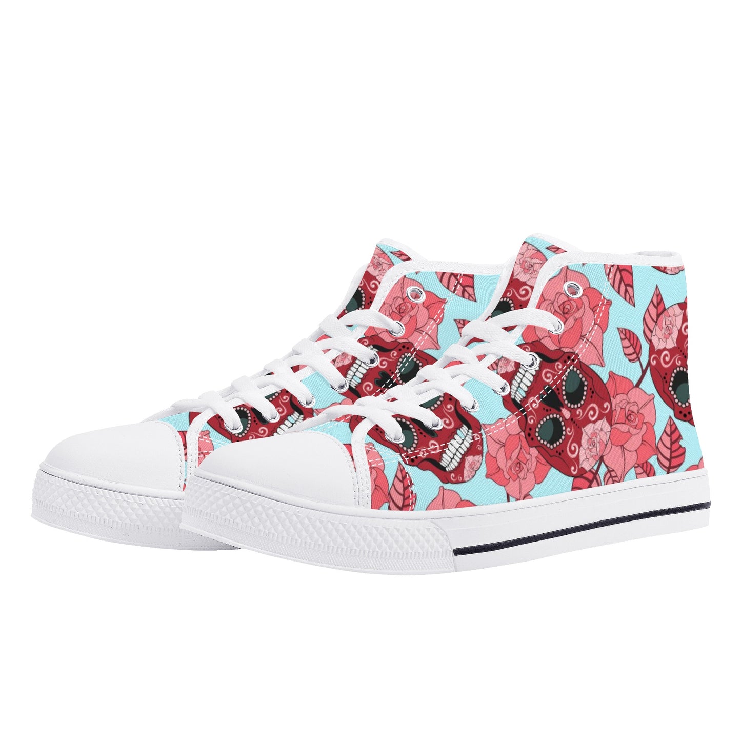 Halloween sugar skull Men's High Top Canvas Shoes With Customized Tongue