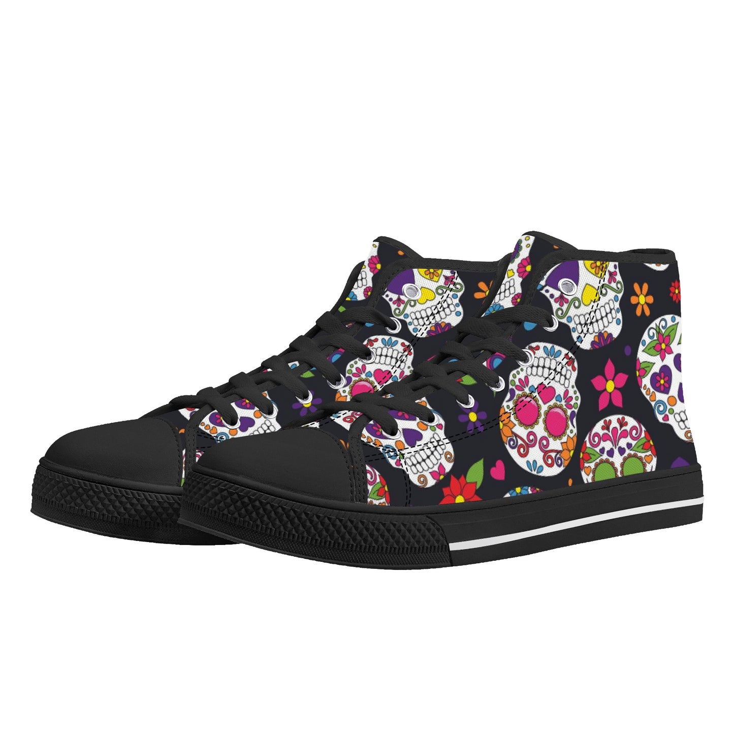 Sugar skull Mexican skull pattern Men's High Top Canvas Shoes With Customized Tongue
