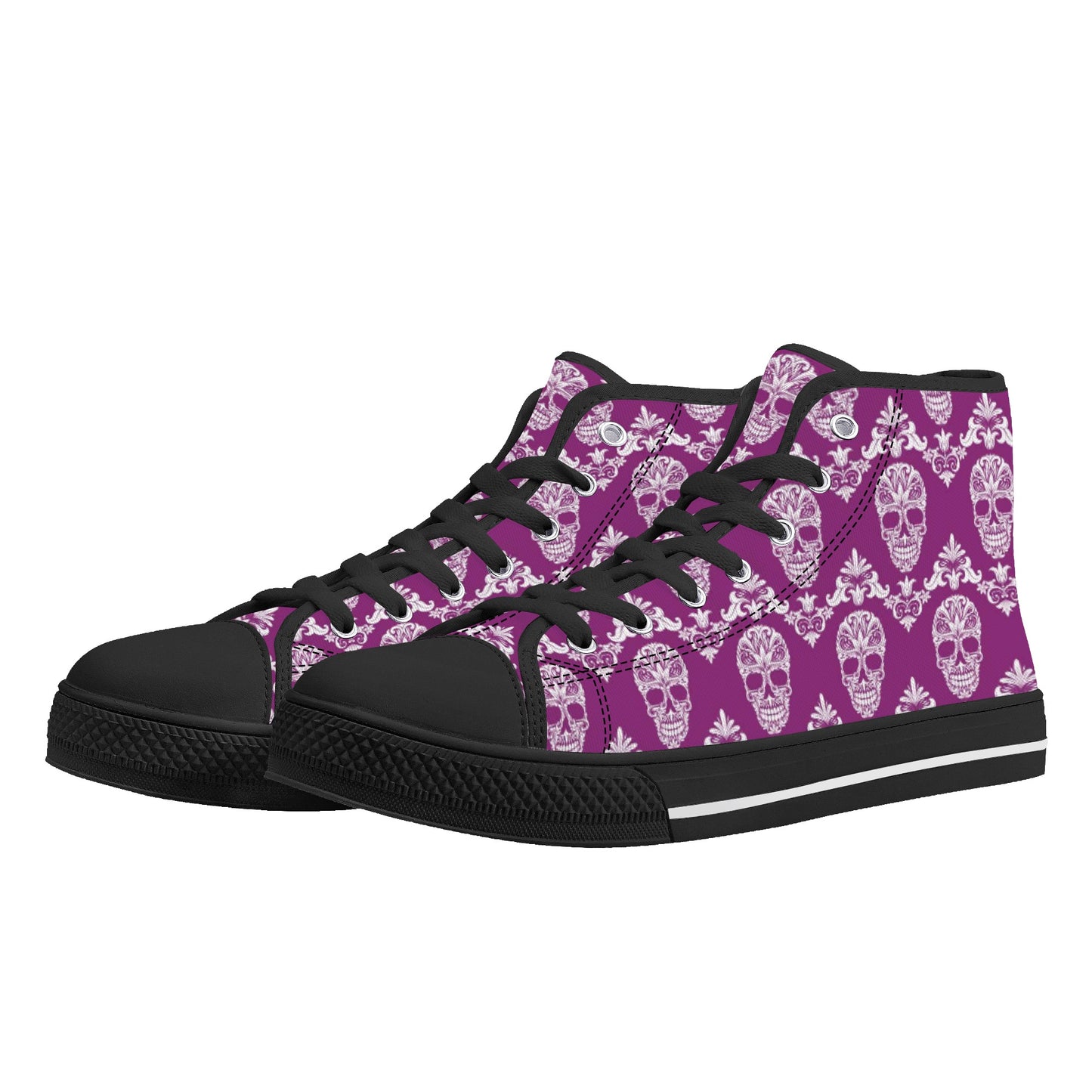 Sugar skull pattern day of the dead Men's High Top Canvas Shoes With Customized Tongue