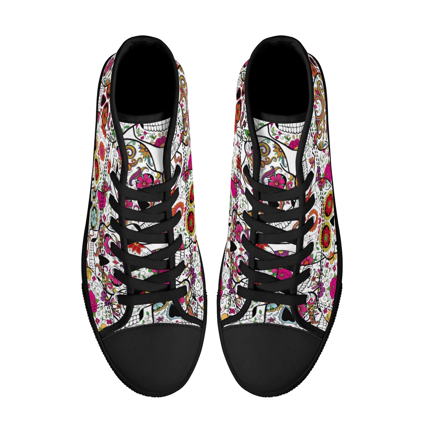 Mexican calaveras skulls skeleton Men's High Top Canvas Shoes With Customized Tongue
