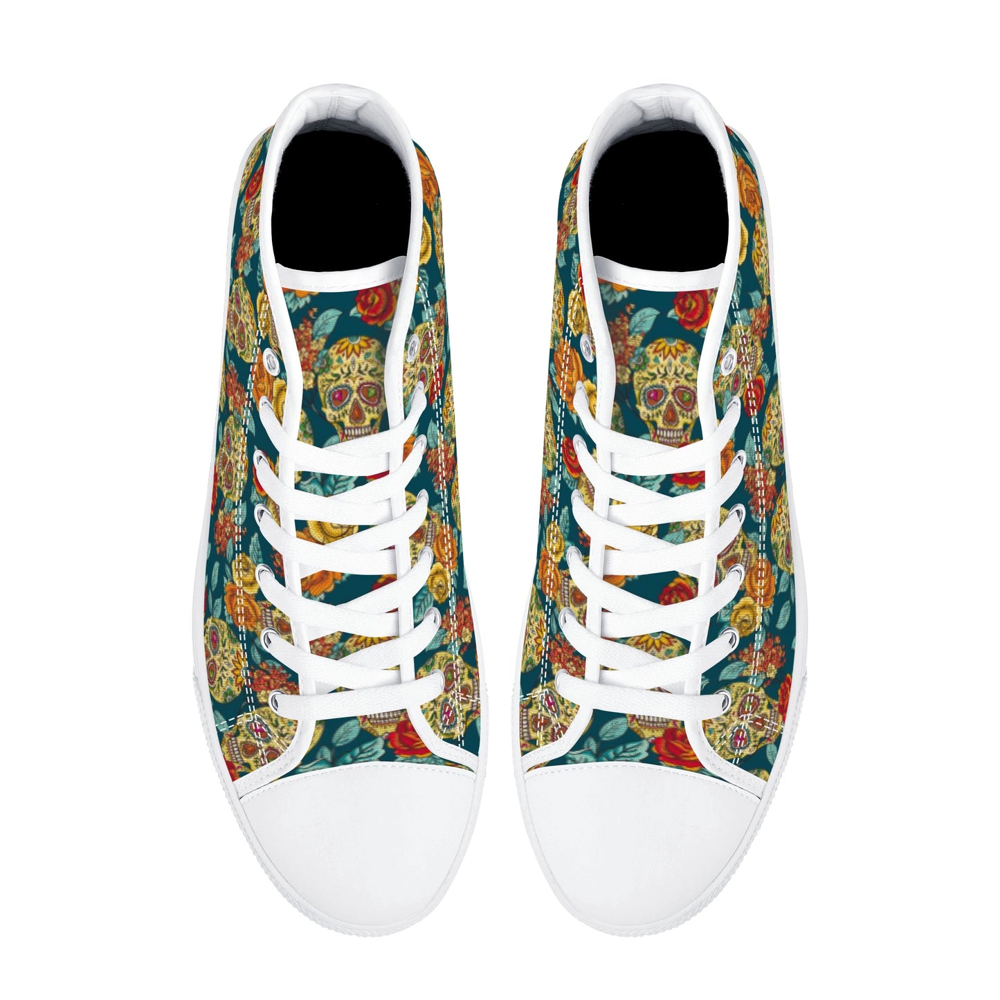 Mexican skull Calaveras day of the dead Men's High Top Canvas Shoes With Customized Tongue