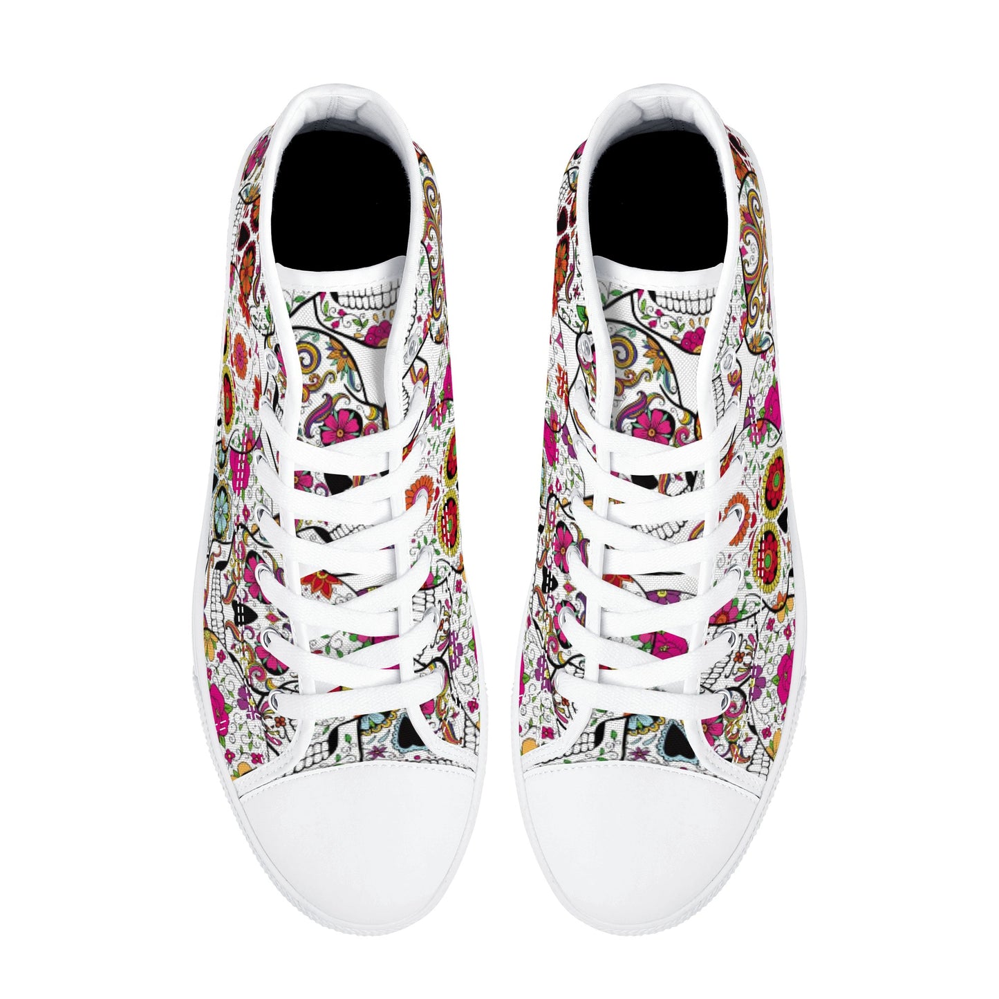 Mexican calaveras skulls skeleton Men's High Top Canvas Shoes With Customized Tongue