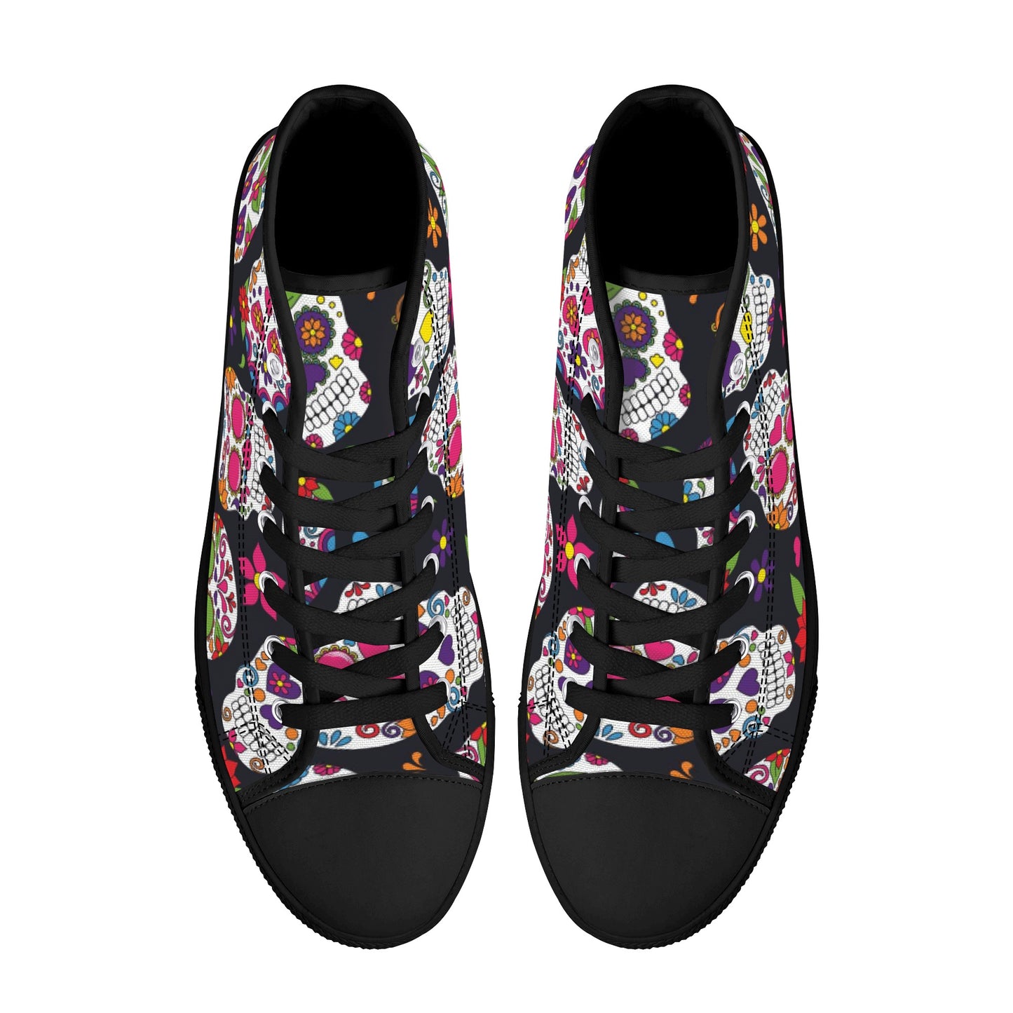 Sugar skull Mexican skull pattern Men's High Top Canvas Shoes With Customized Tongue