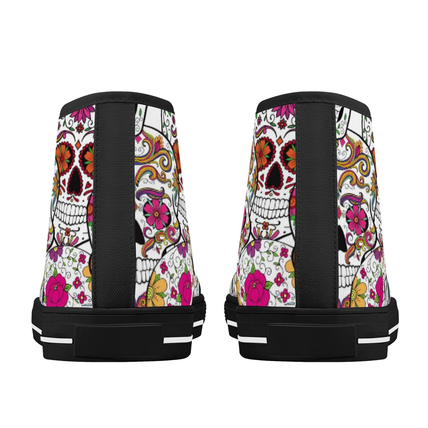 Mexican calaveras skulls skeleton Men's High Top Canvas Shoes With Customized Tongue