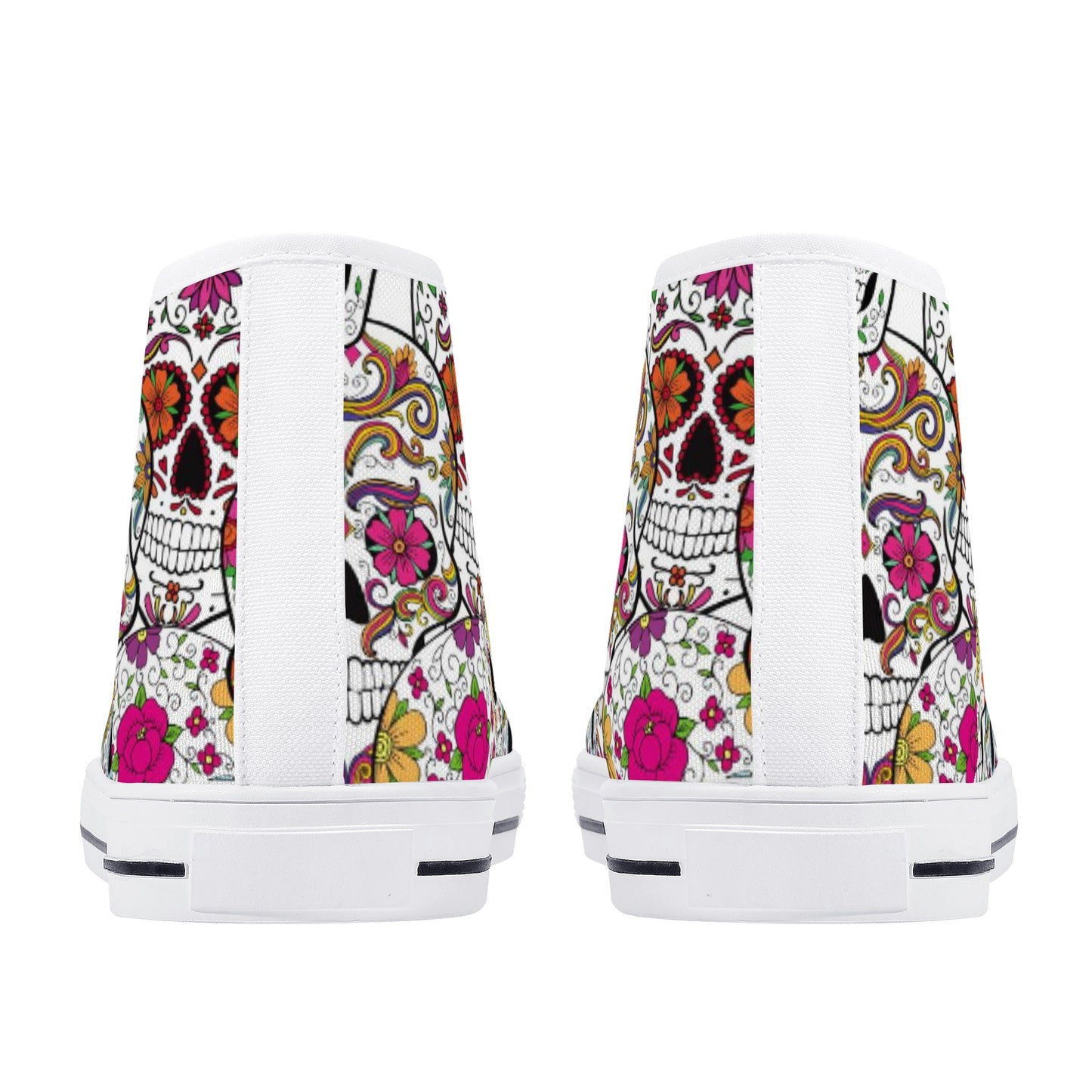 Mexican calaveras skulls skeleton Men's High Top Canvas Shoes With Customized Tongue