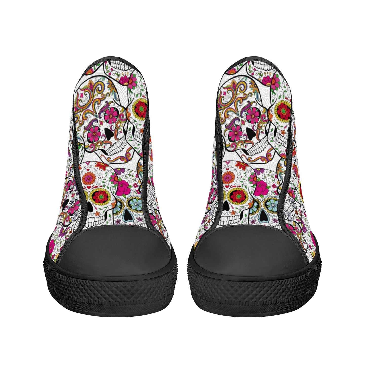 Mexican calaveras skulls skeleton Men's High Top Canvas Shoes With Customized Tongue