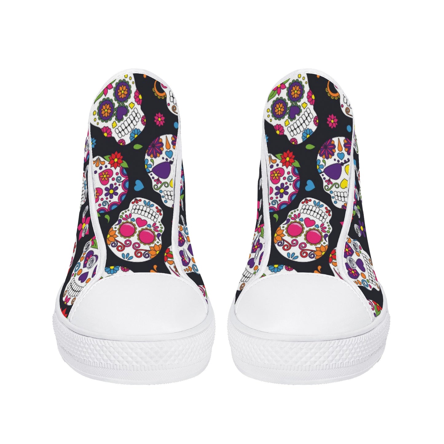 Sugar skull Mexican skull pattern Men's High Top Canvas Shoes With Customized Tongue