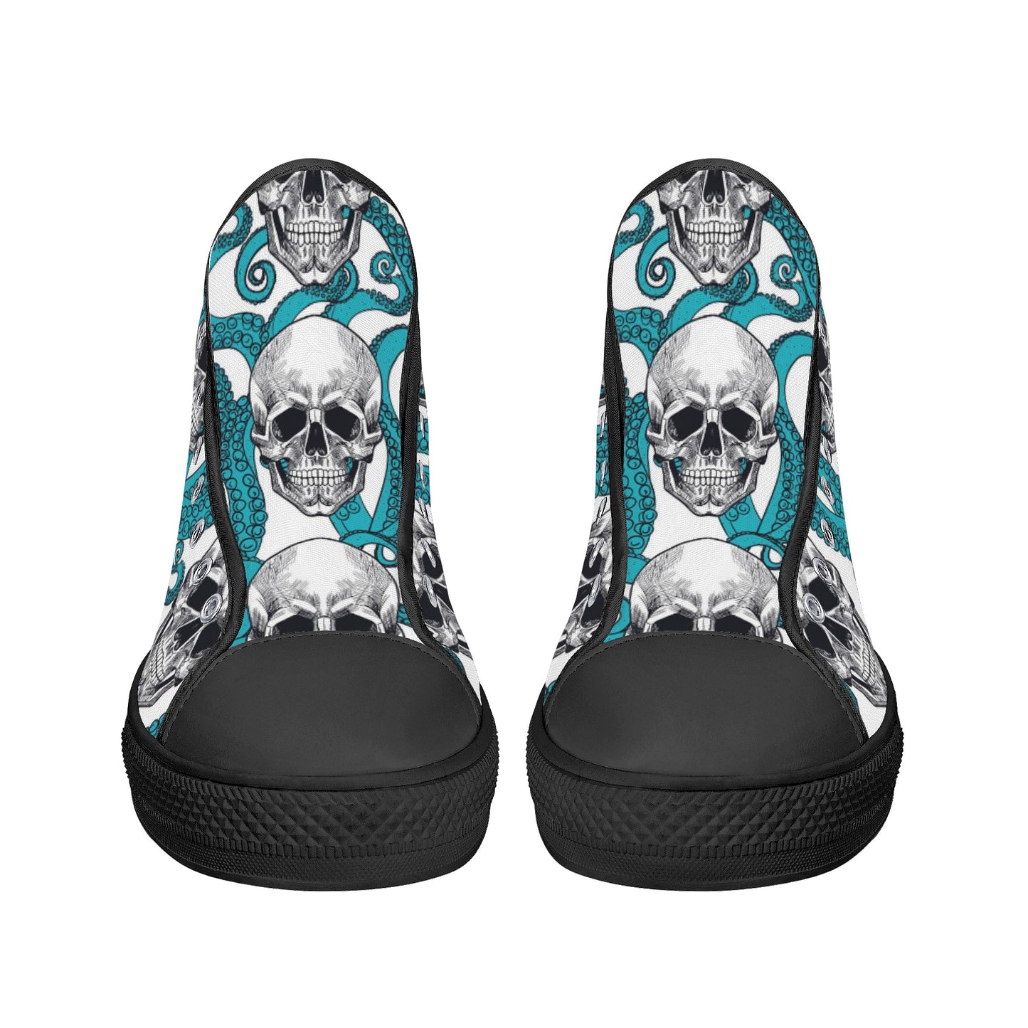 Grim reaper gothic skull Halloween pattern Men's High Top Canvas Shoes With Customized Tongue