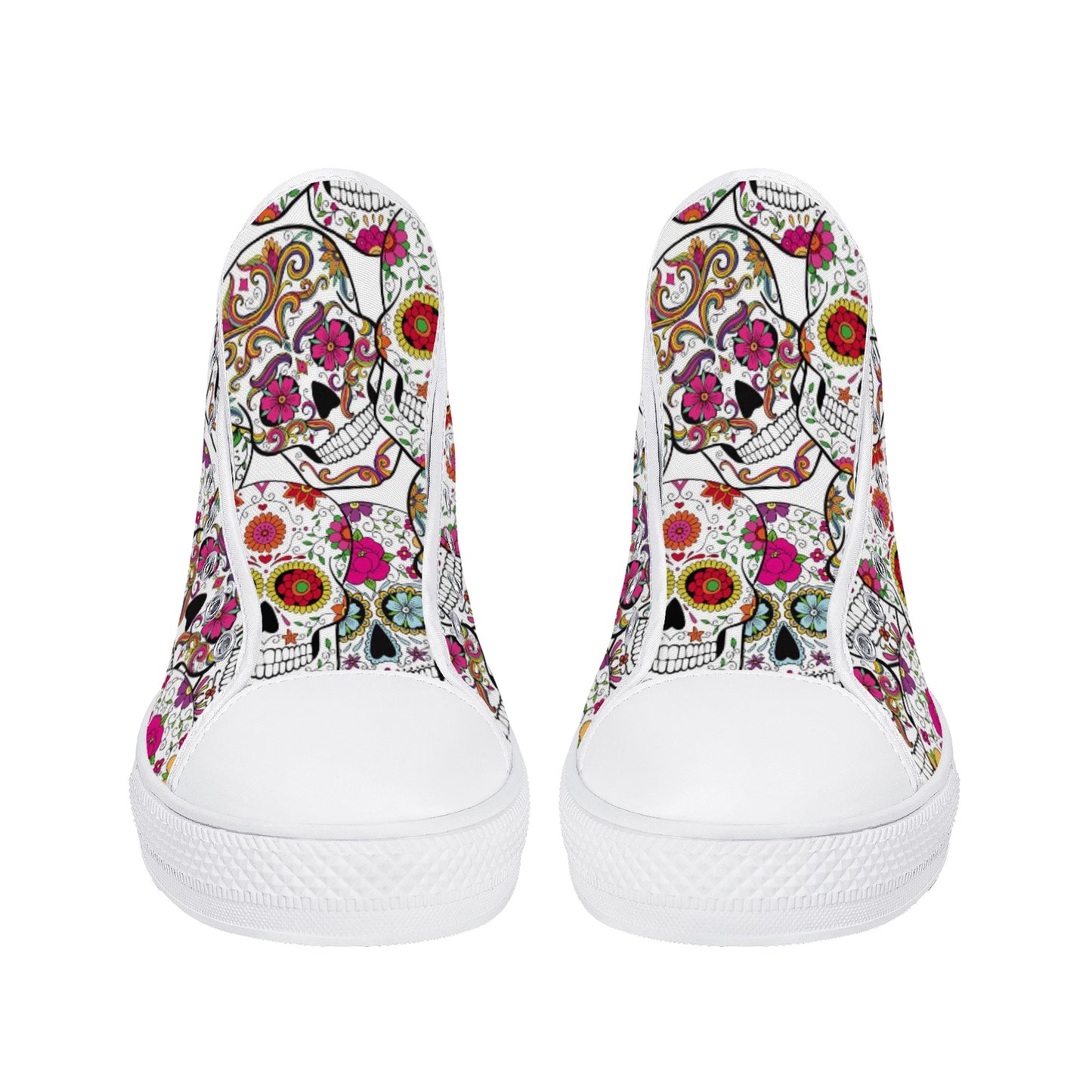 Mexican calaveras skulls skeleton Men's High Top Canvas Shoes With Customized Tongue