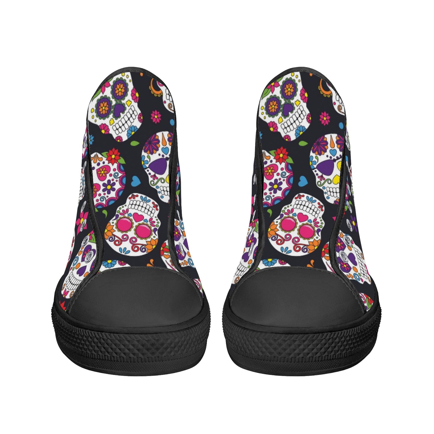 Sugar skull Mexican skull pattern Men's High Top Canvas Shoes With Customized Tongue