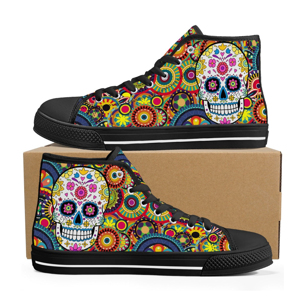 Sugar skull Day of the dead pattern women's high top shoes