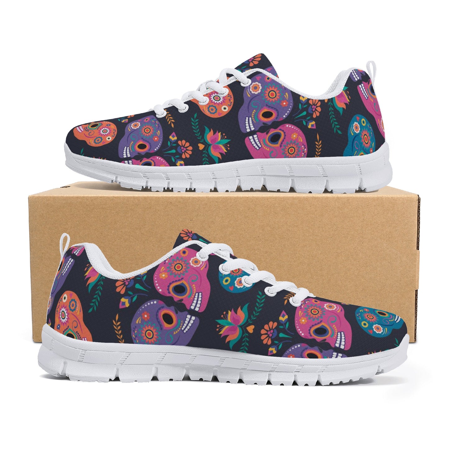 Sugar skull couple pattern Women's Running Shoes