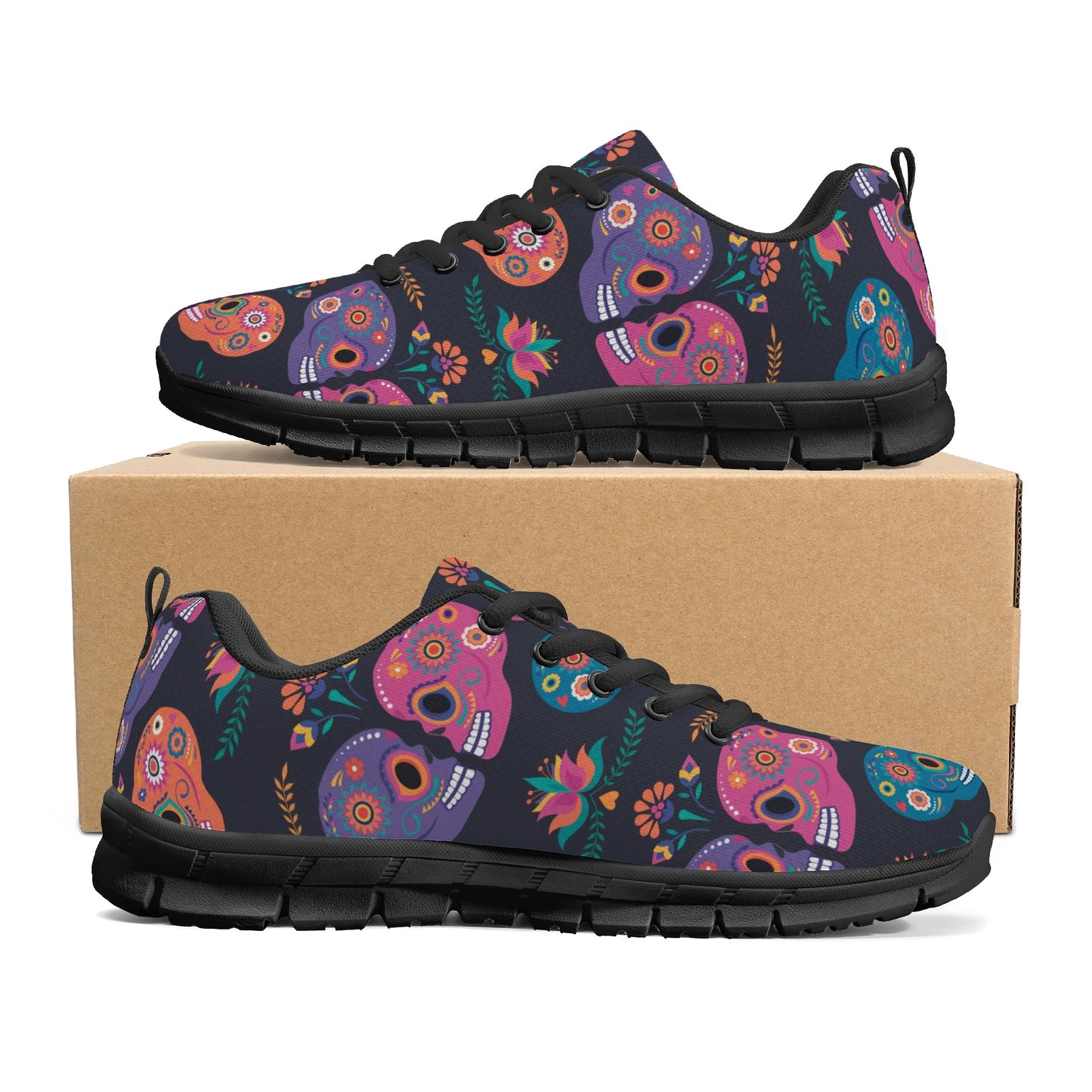 Sugar skull couple pattern Women's Running Shoes