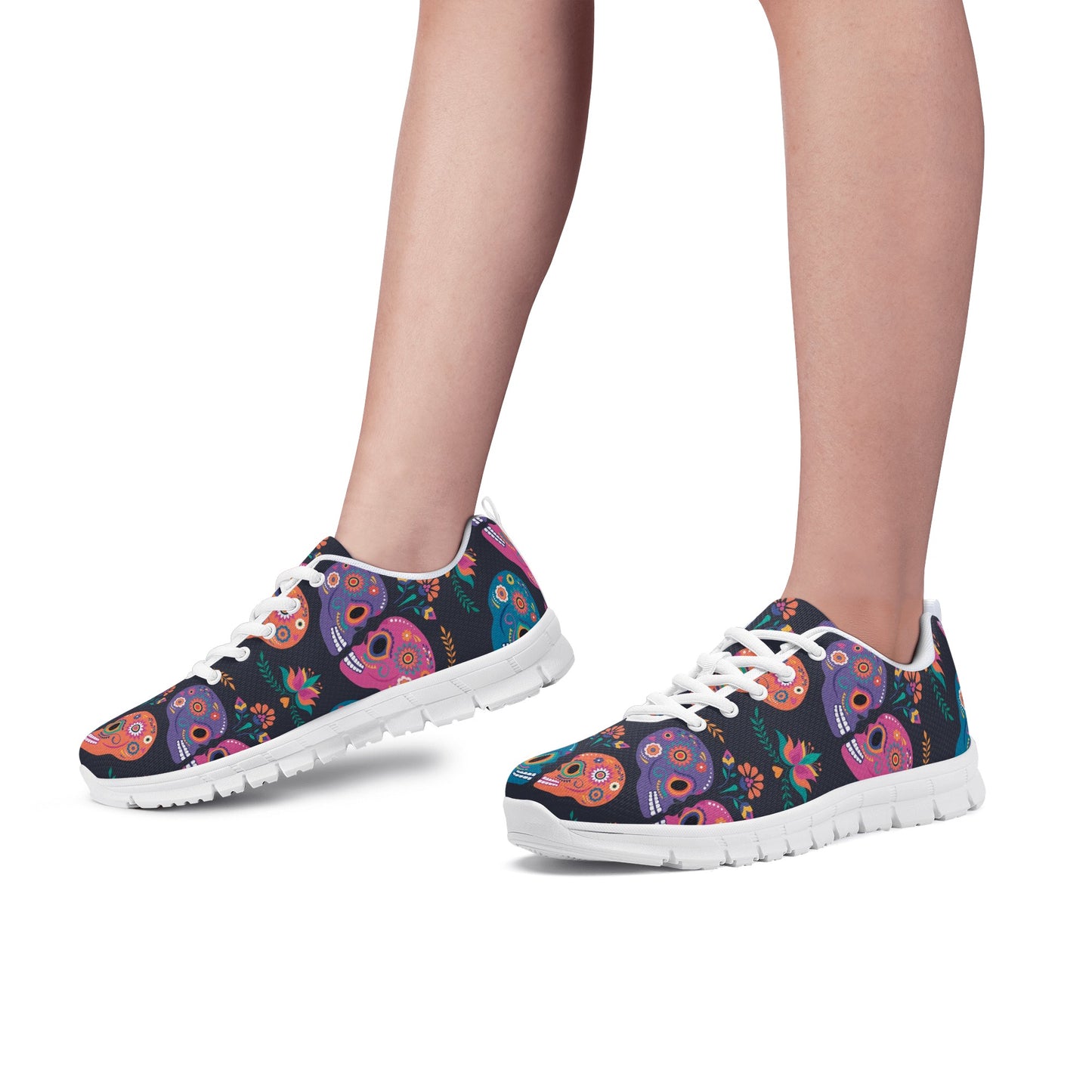 Sugar skull couple pattern Women's Running Shoes