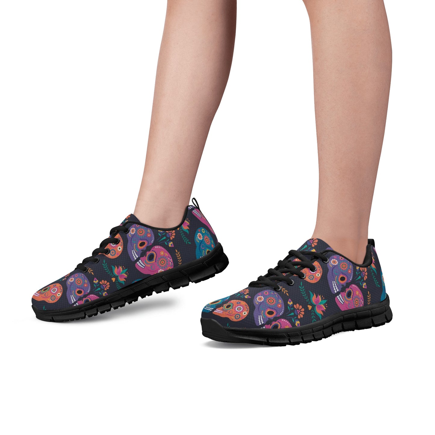 Sugar skull couple pattern Women's Running Shoes