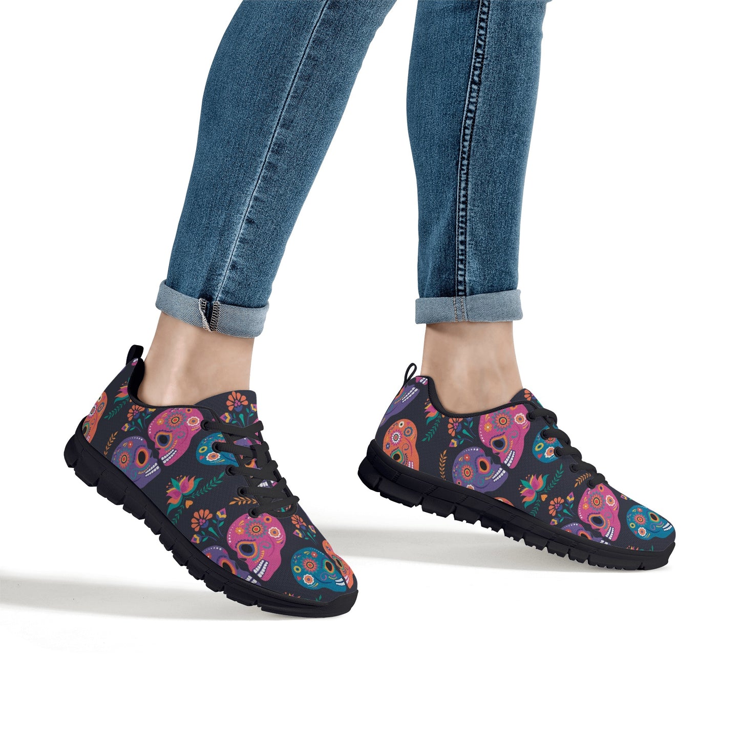 Sugar skull couple pattern Women's Running Shoes