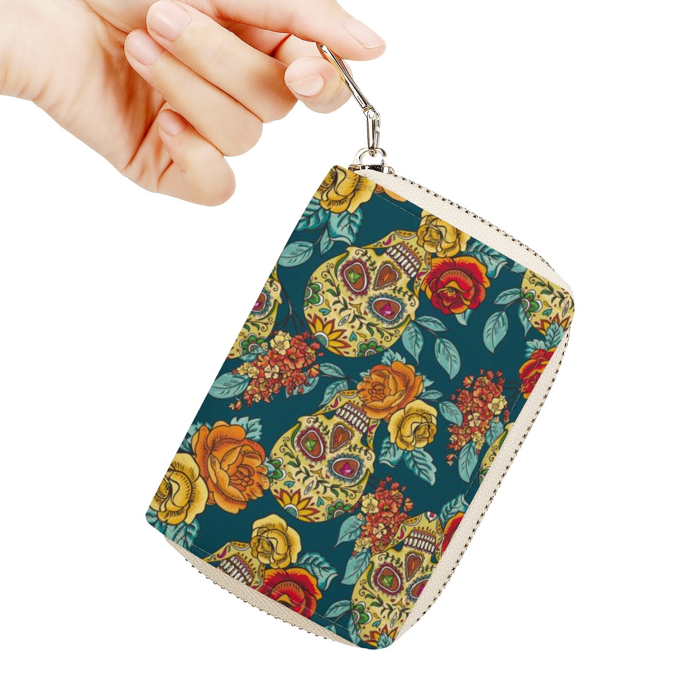 Dia de los muertos candy skulls Zipper Card Holder