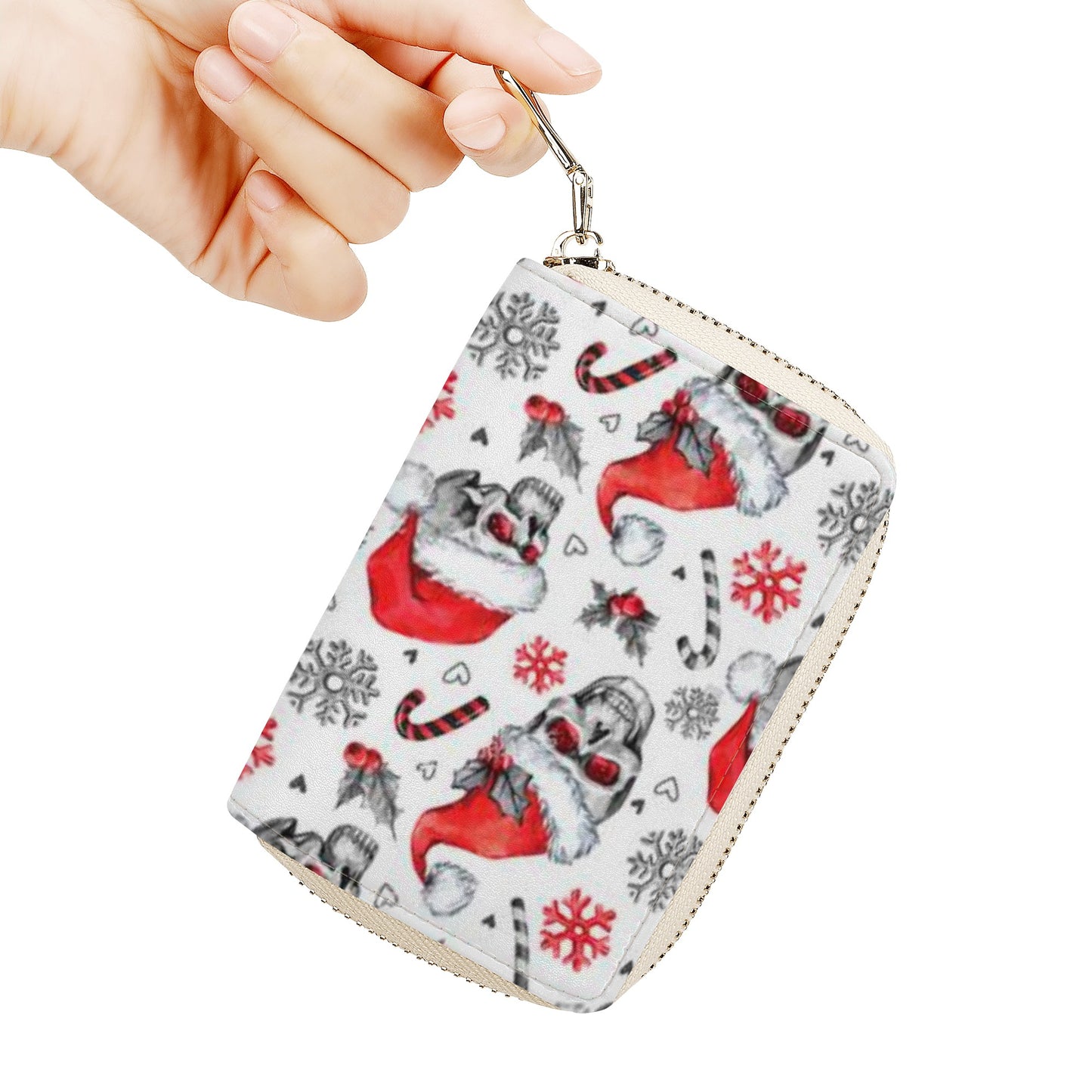 Gothic Halloween pattern skeleton Zipper Card Holder