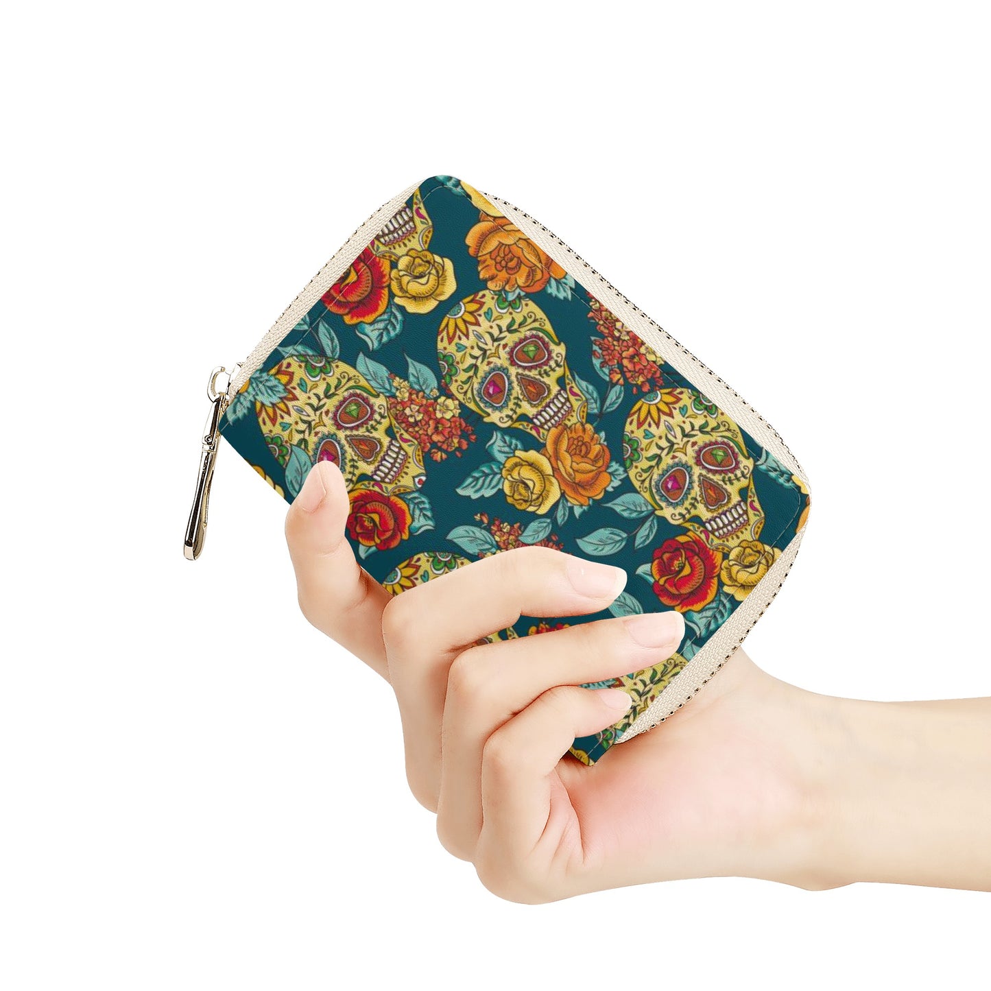 Dia de los muertos candy skulls Zipper Card Holder