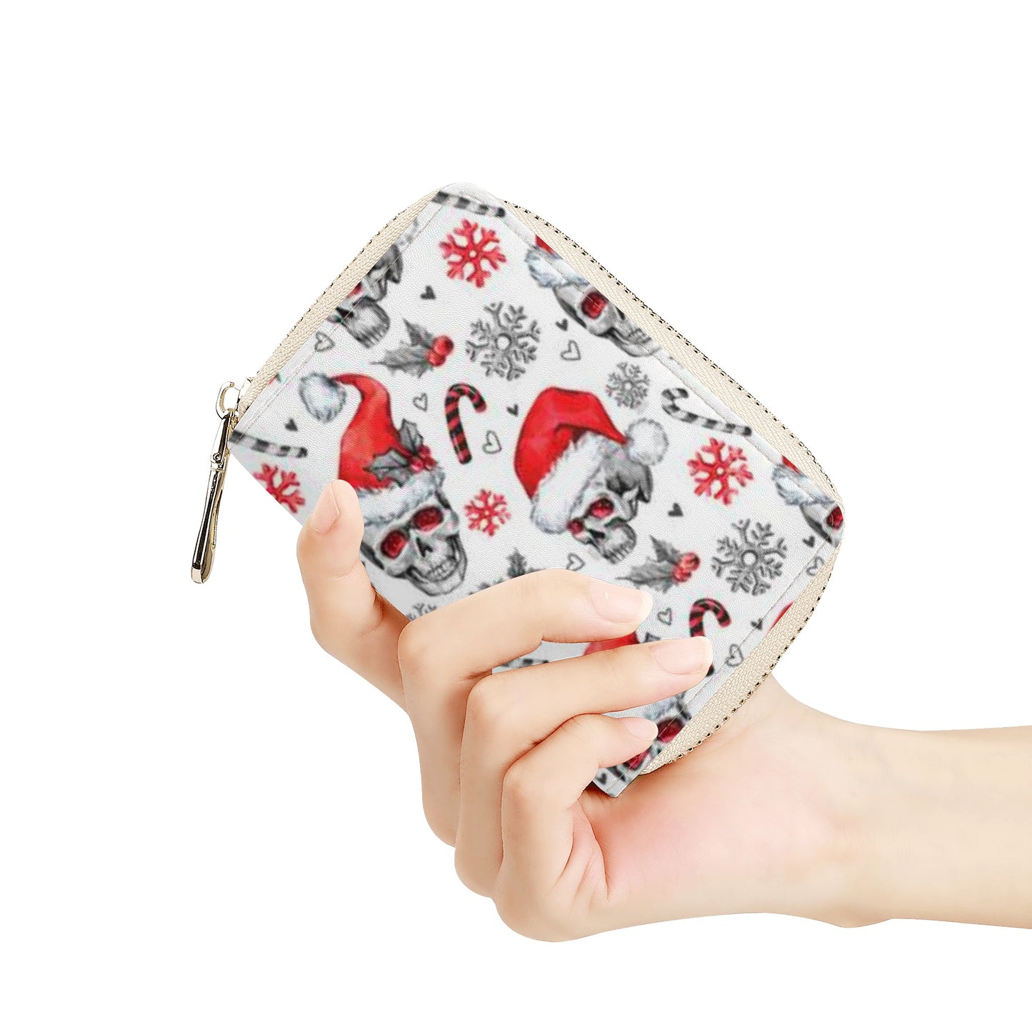 Gothic Halloween pattern skeleton Zipper Card Holder
