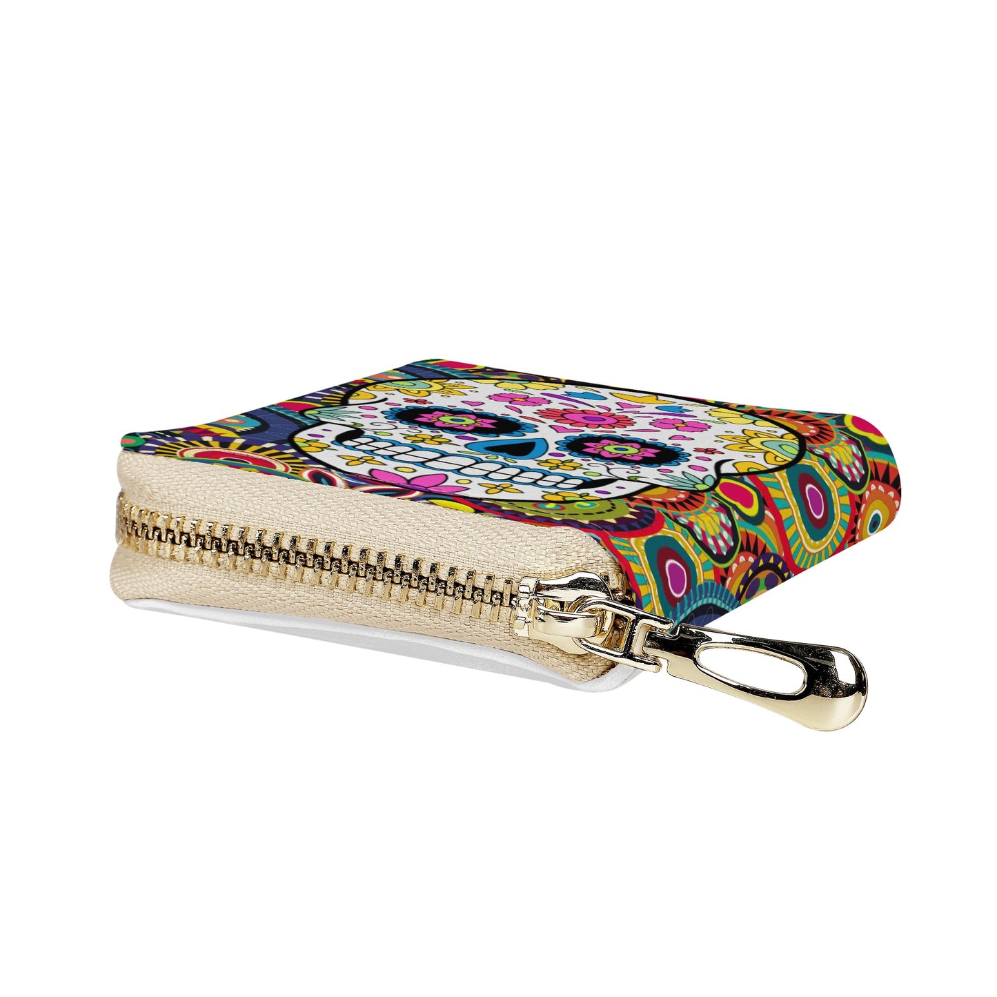 Beautiful sugar skull pattern Zipper Card Holder