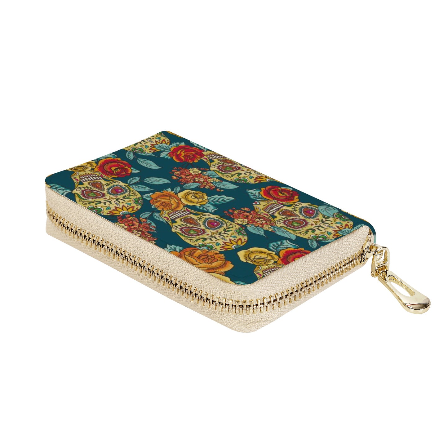 Dia de los muertos candy skulls Zipper Card Holder