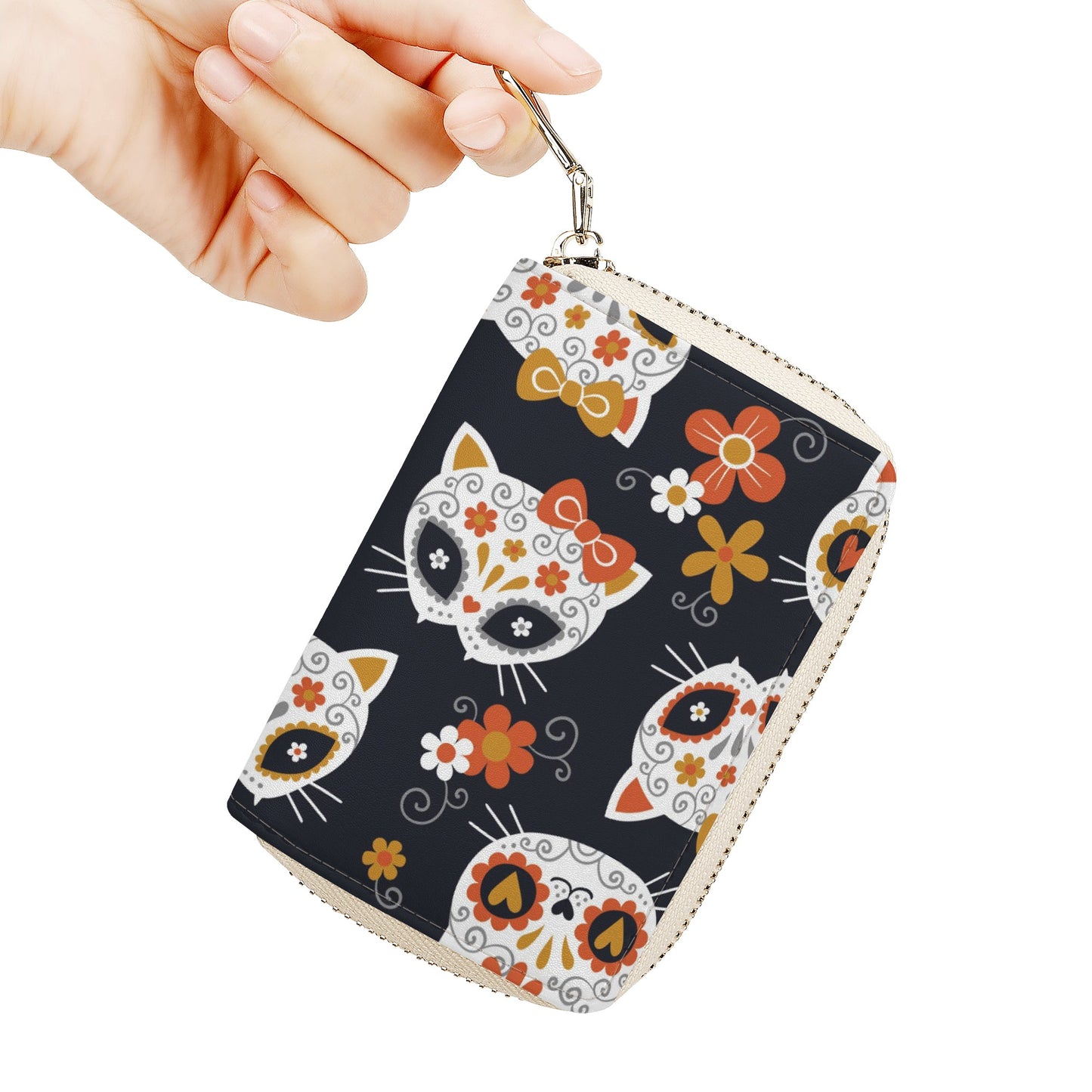 Dia de los muertos Mexican Calaveras Zipper Card Holder