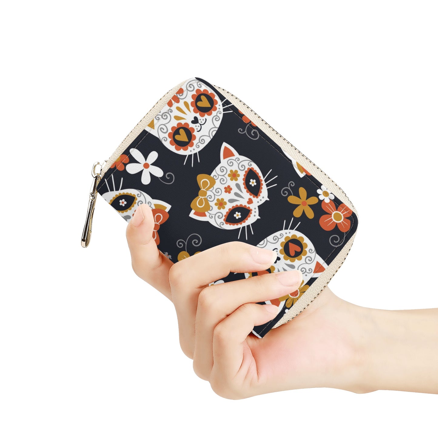 Dia de los muertos Mexican Calaveras Zipper Card Holder