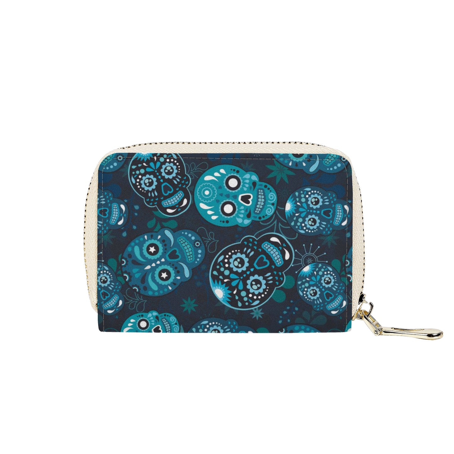 Skeleton gothic sugar skull Zipper Card Holder