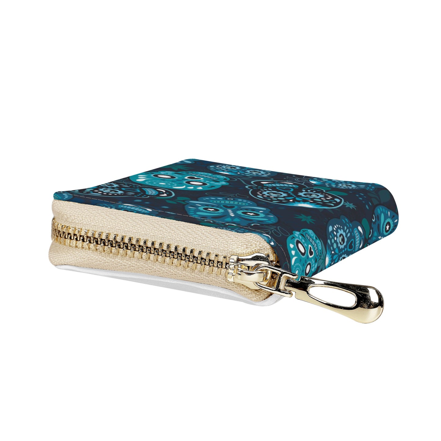 Skeleton gothic sugar skull Zipper Card Holder