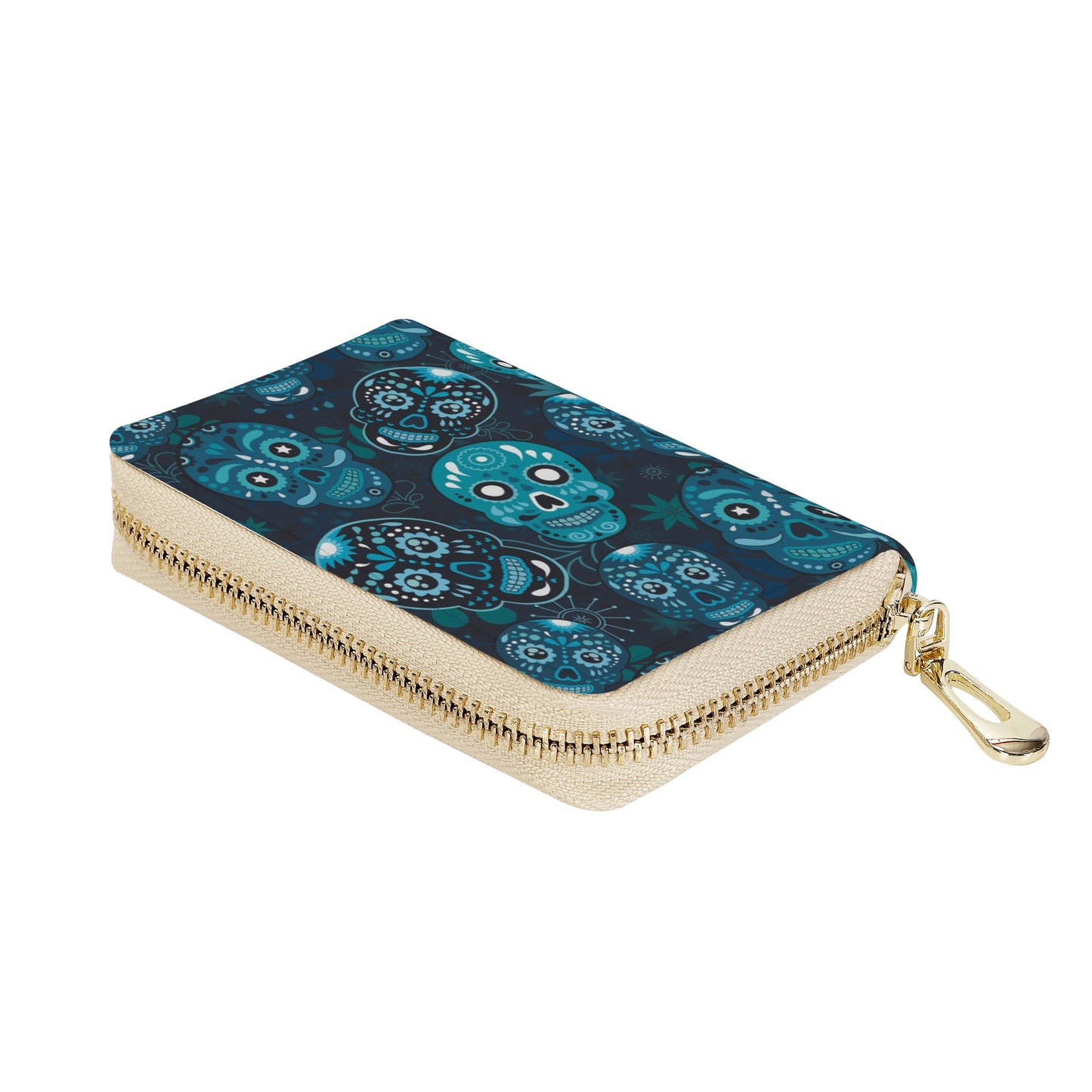 Skeleton gothic sugar skull Zipper Card Holder