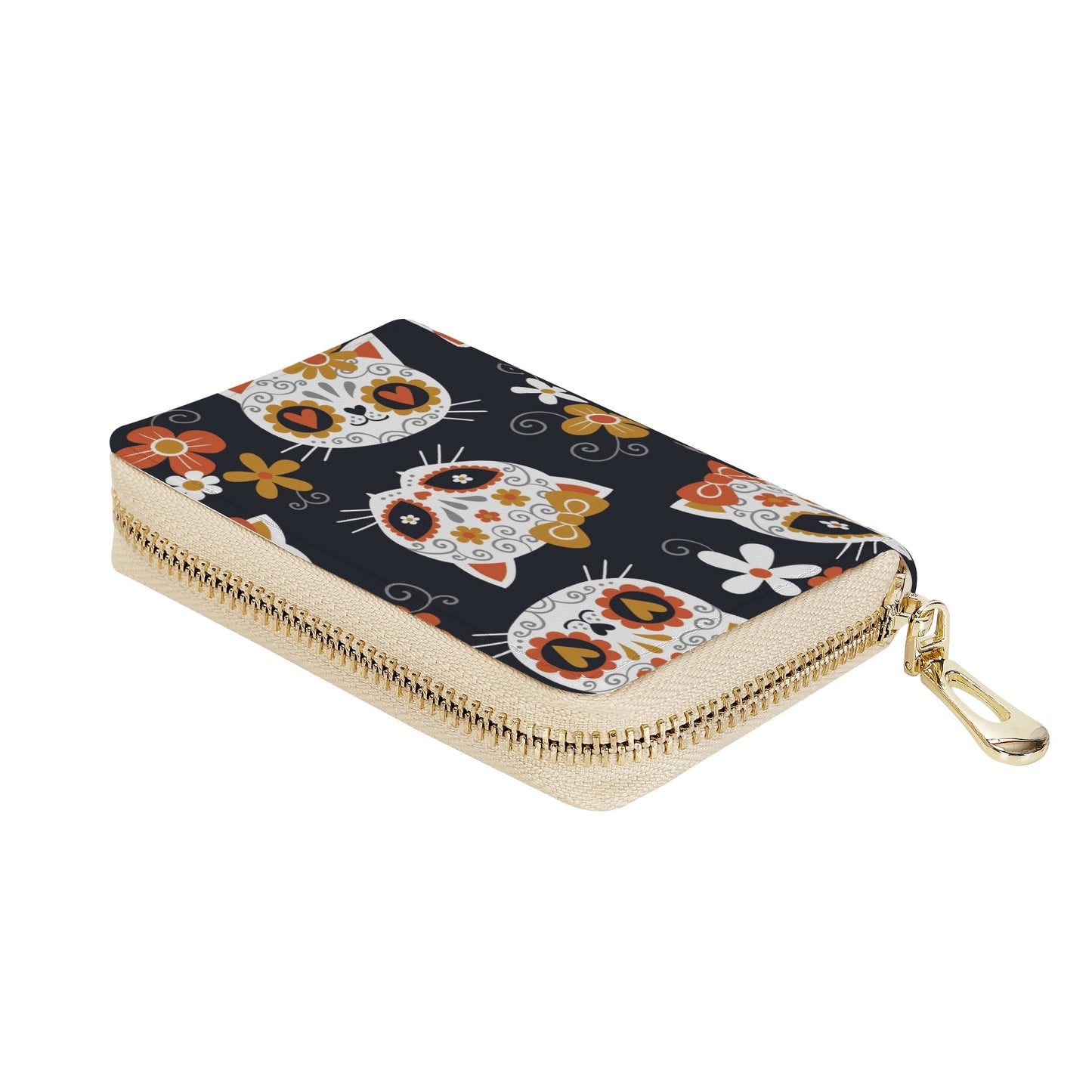 Dia de los muertos Mexican Calaveras Zipper Card Holder