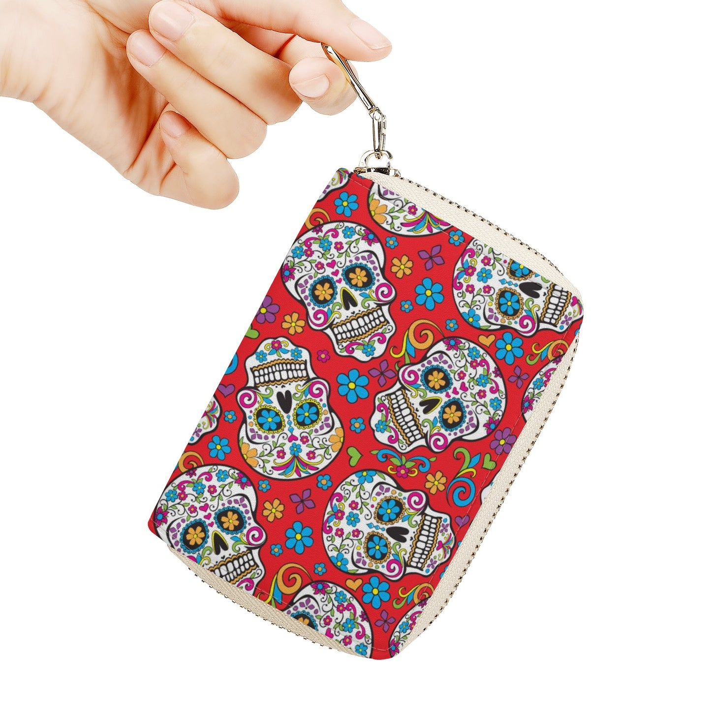 Candy sugar skull Zipper Card Holder