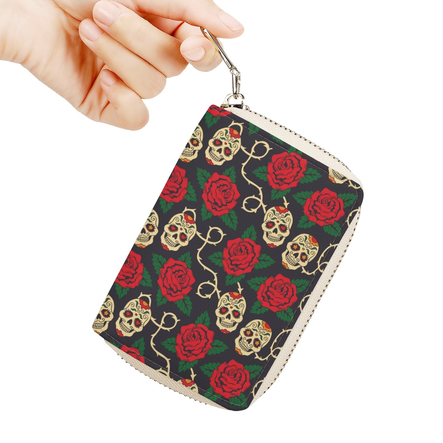 Dia de los muertos skull Zipper Card Holder