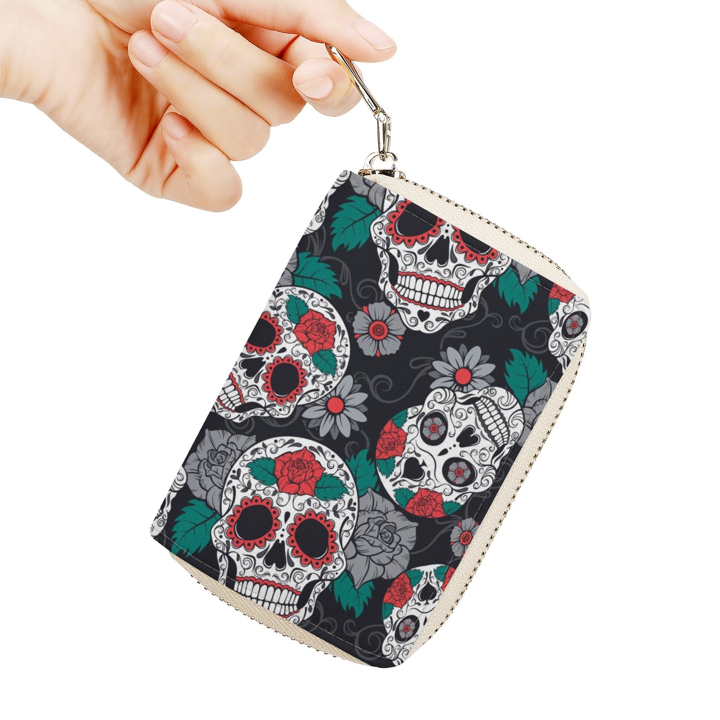 Sugar skull candy Zipper Card Holder