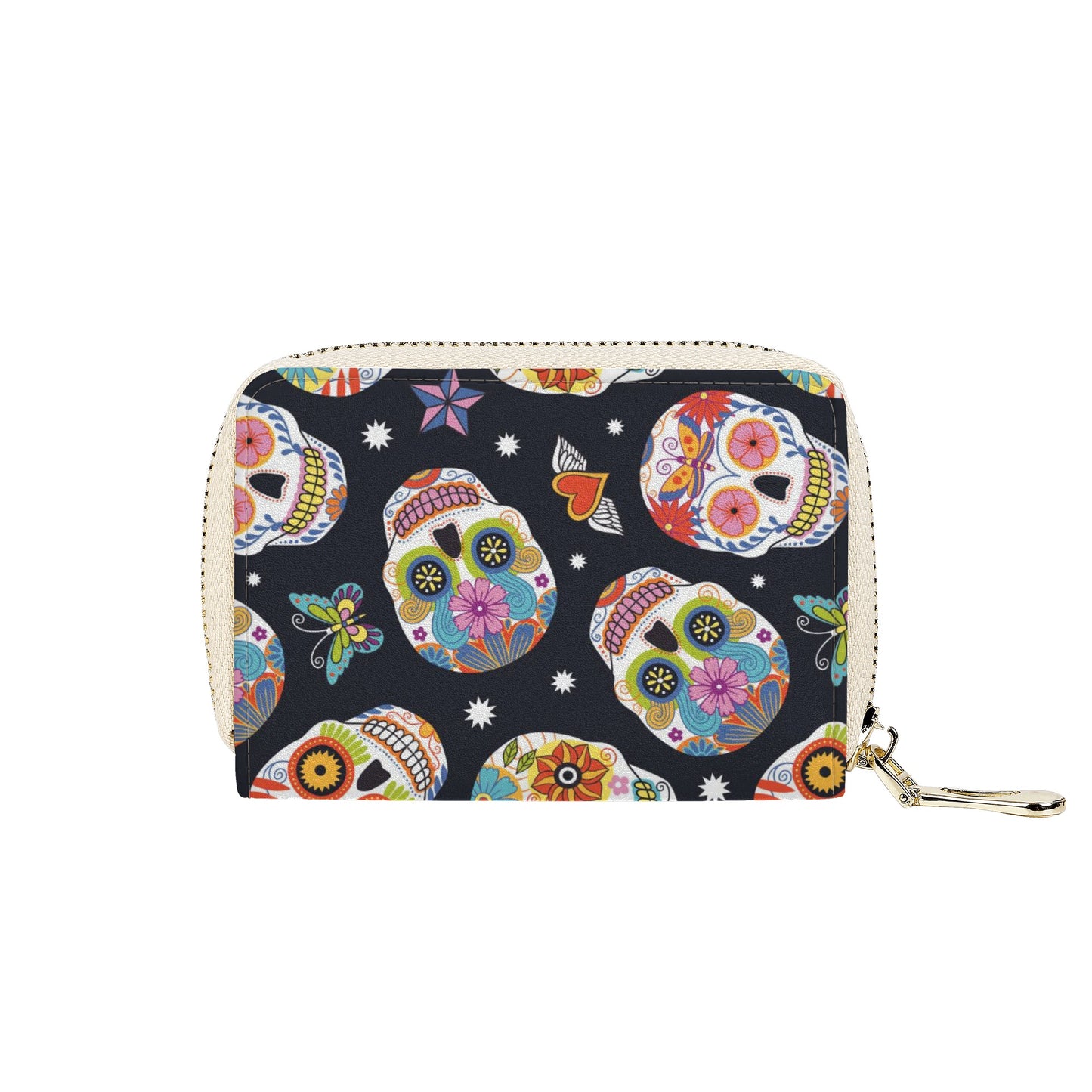 Sugar skull halloween candy skull Zipper Card Holder