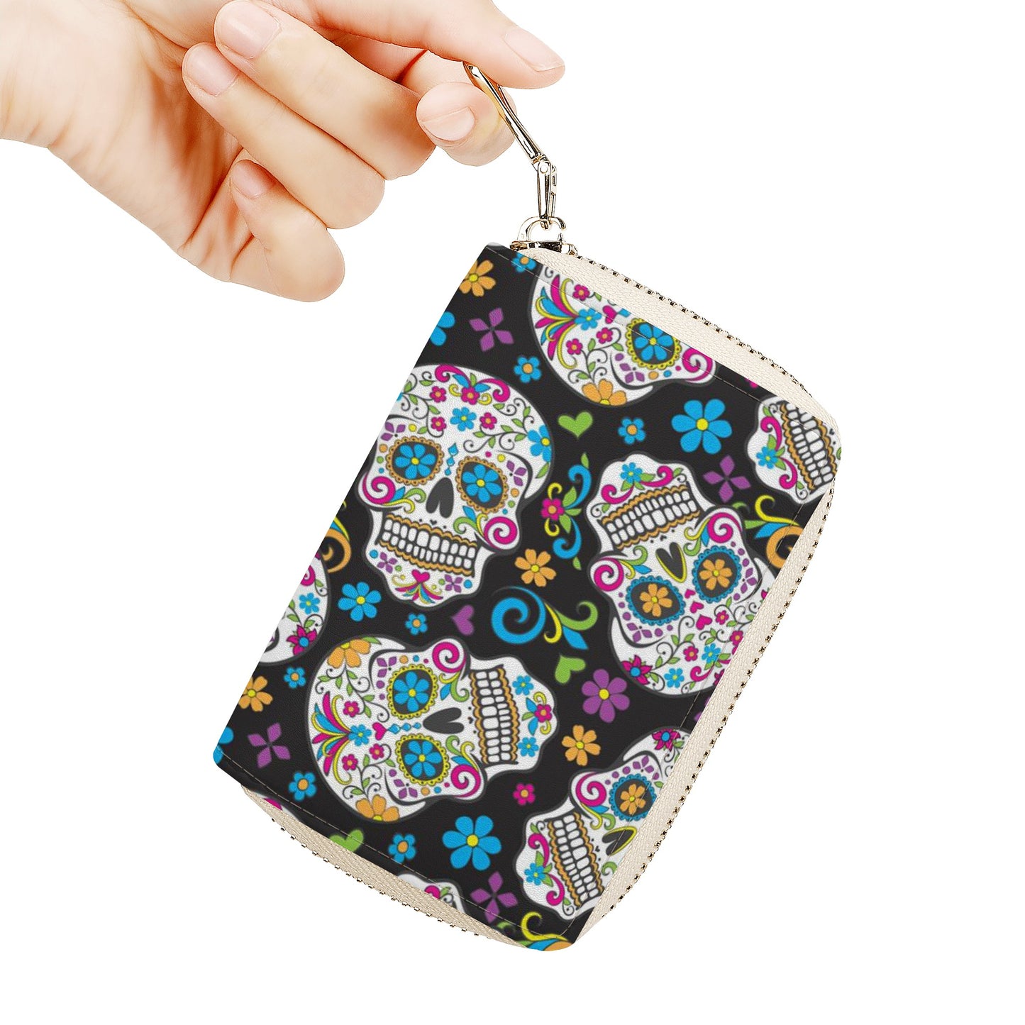 Mexican skull Calaveras Zipper Card Holder