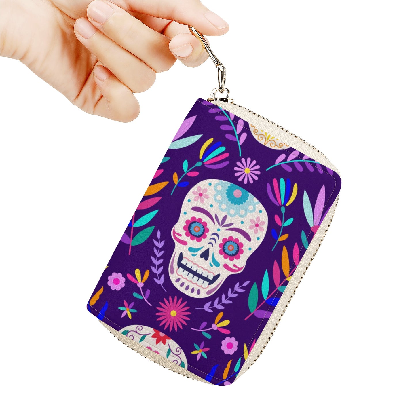 Sugar skull day of the dead Zipper Card Holder