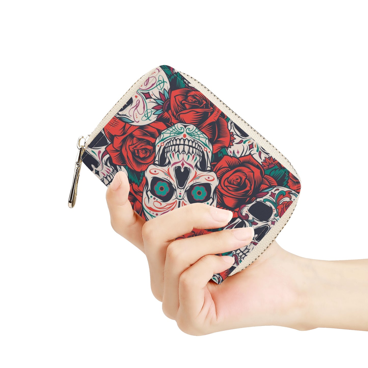 Halloween sugar skull Zipper Card Holder