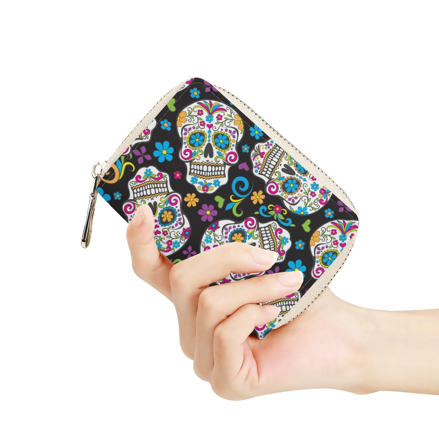 Mexican skull Calaveras Zipper Card Holder
