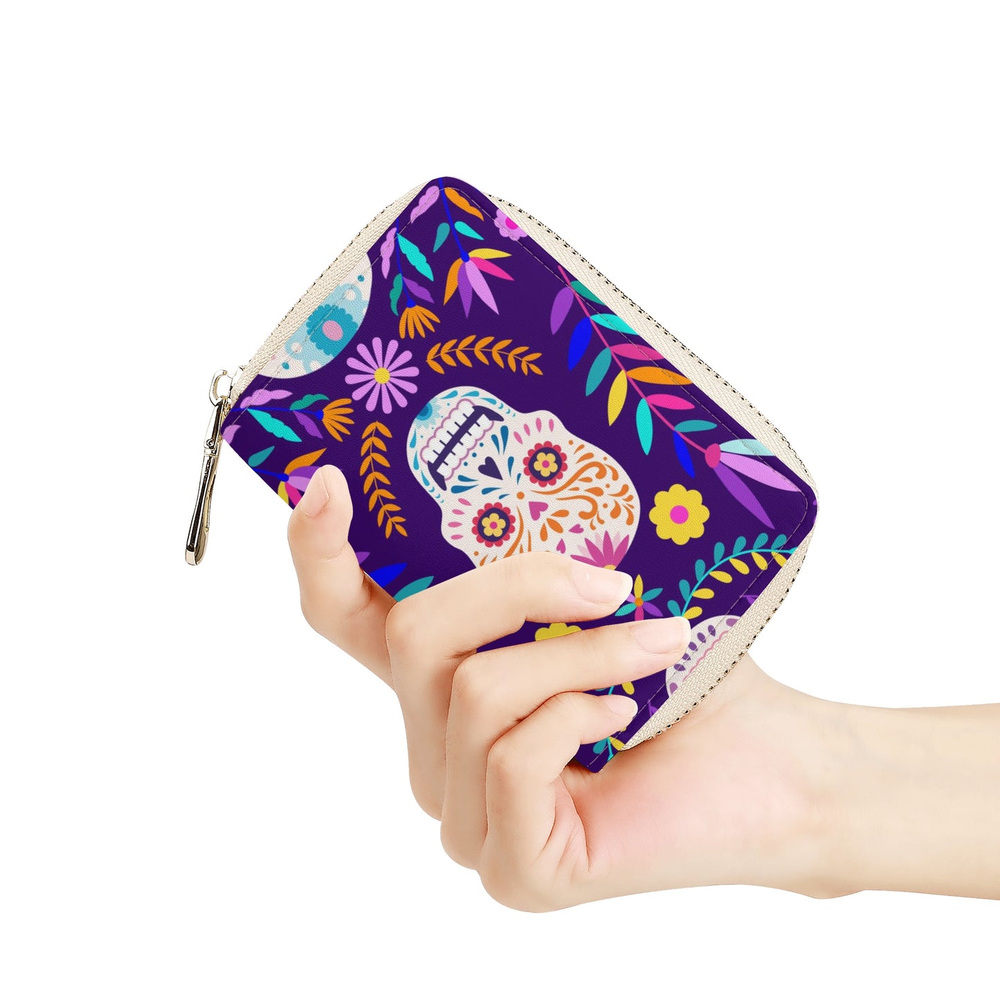 Sugar skull day of the dead Zipper Card Holder