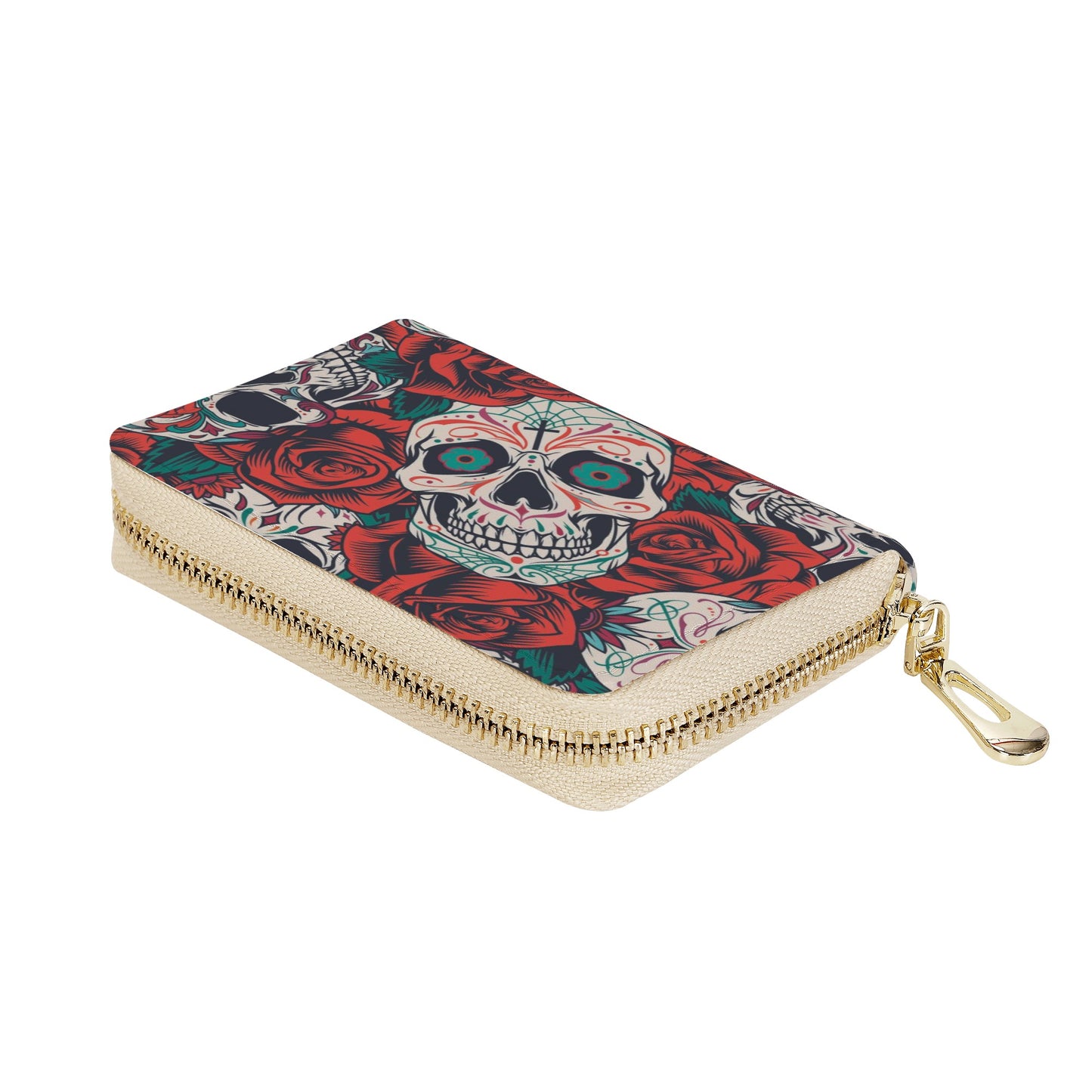 Halloween sugar skull Zipper Card Holder